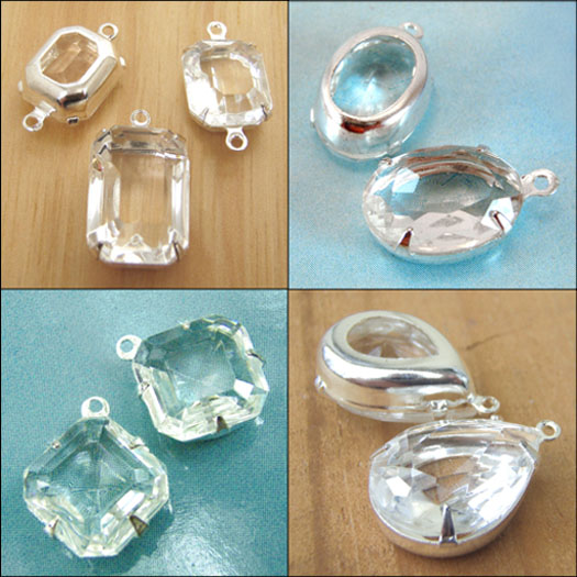 clear vintage glass and vintage rhinestone jewels in my etsy jewelry supplies shop