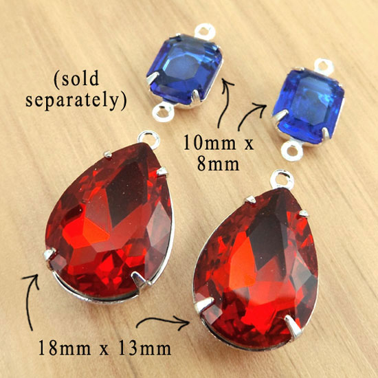 ruby red pear jewels and sapphire glass octagons