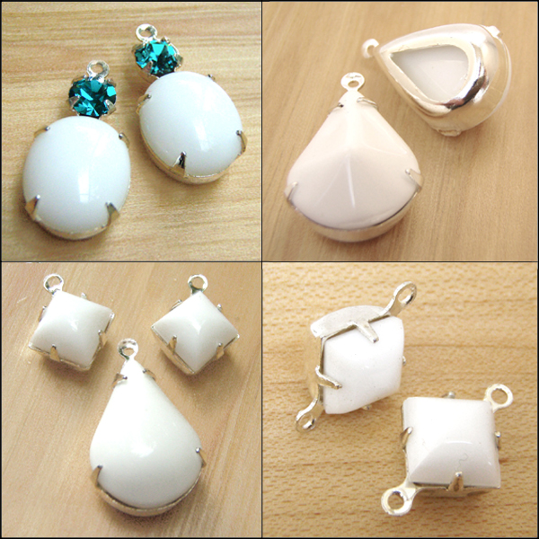 White Vintage Glass Jewels